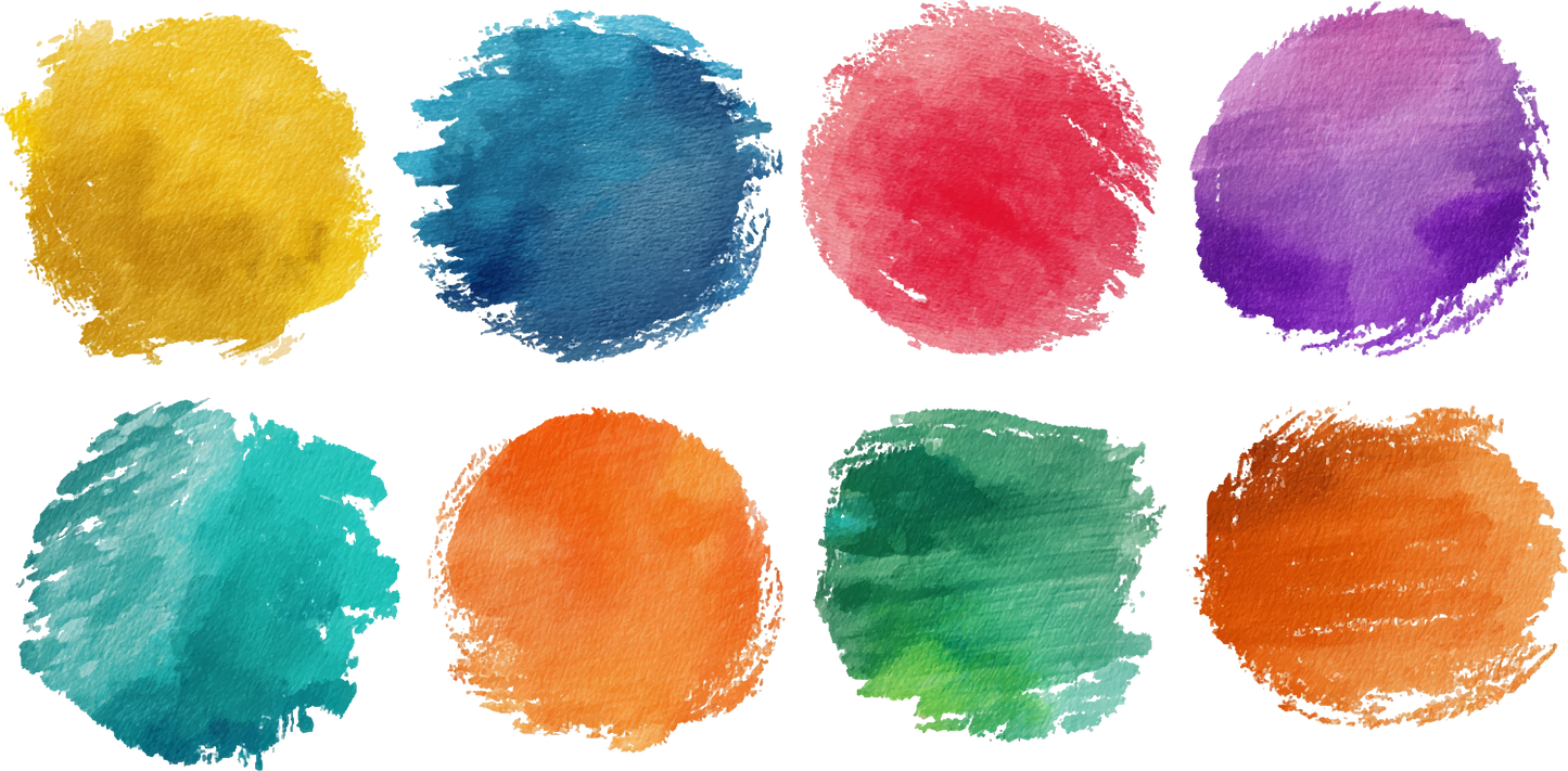Large Textured Watercolor Paint Splashes on Black