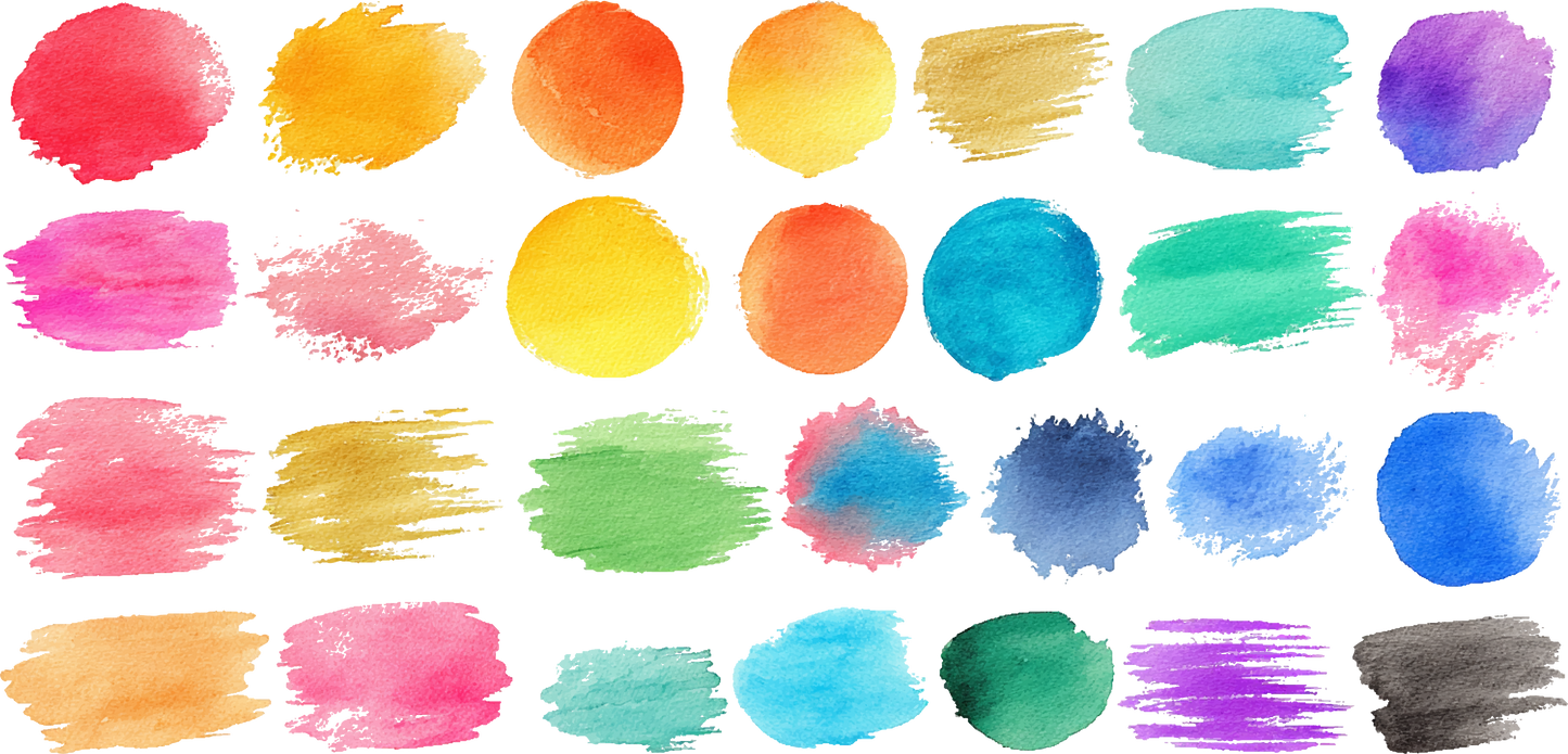 Multi-Colored Abstract Watercolor Brush Strokes and Shapes