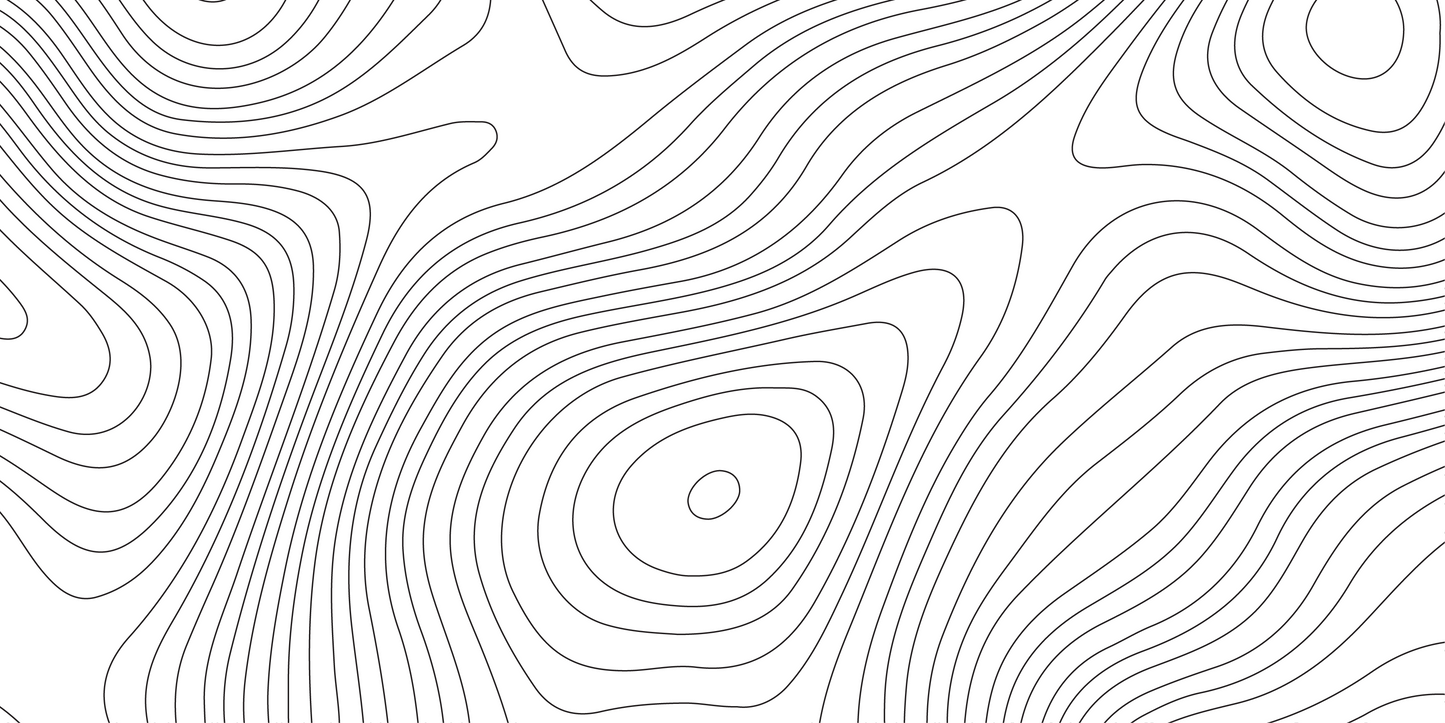 Sparse black contour lines map two peaks on white