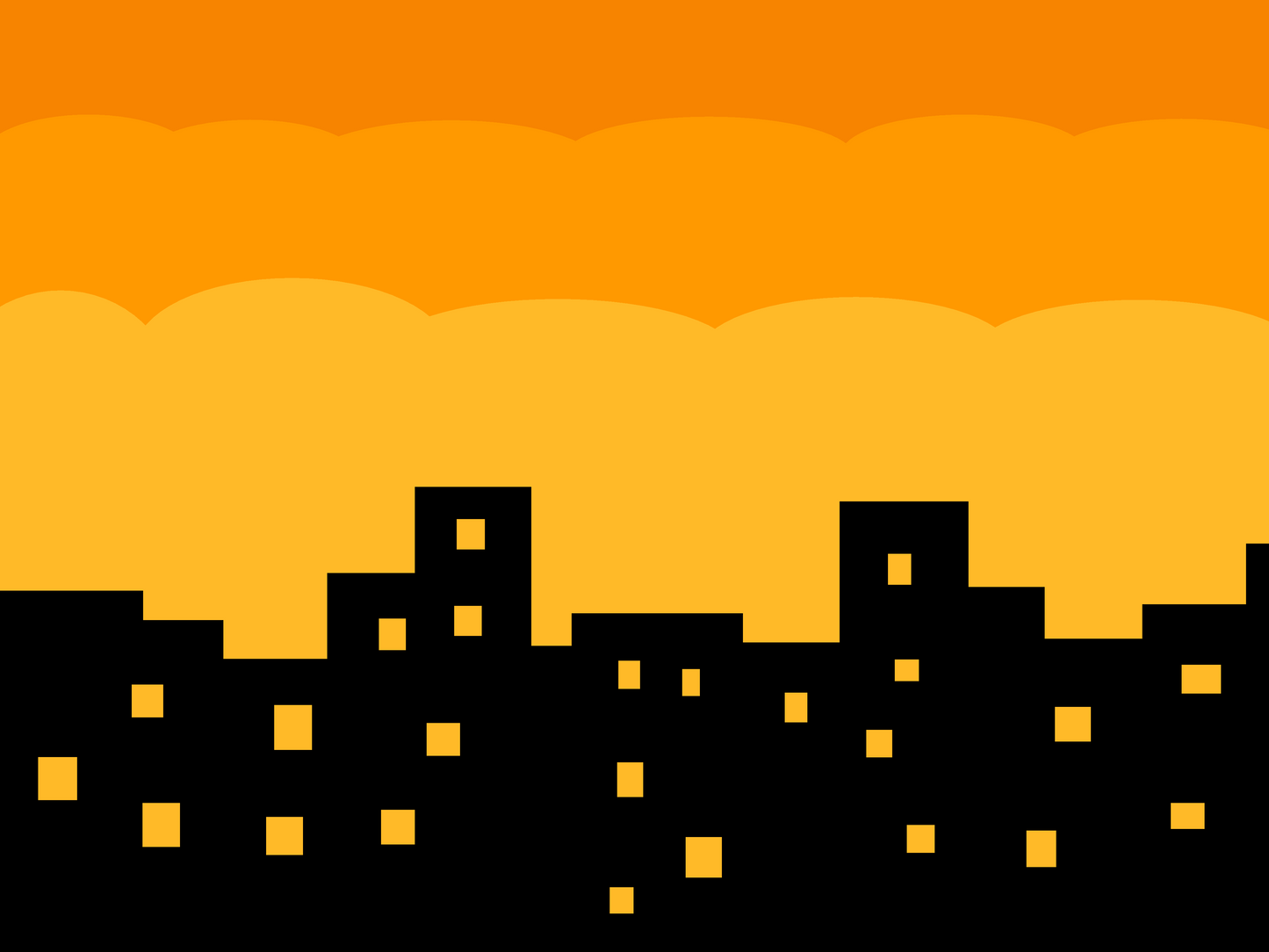 Retro City Sunset | Flat Vector Style Skyline