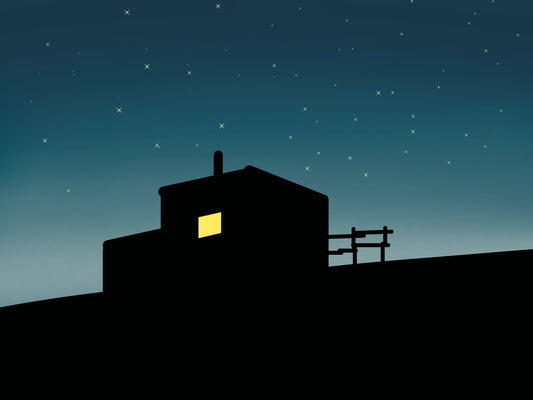 Solitary Cabin | Midnight Gradient Illustration