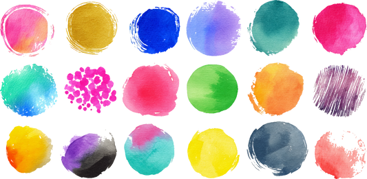 Vibrant Assorted Artistic Watercolor Circles and Dots