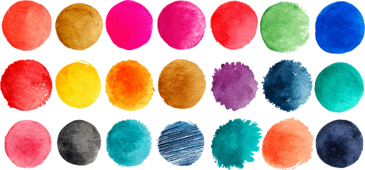 Diverse Collection of Saturated Round Watercolor Swatches
