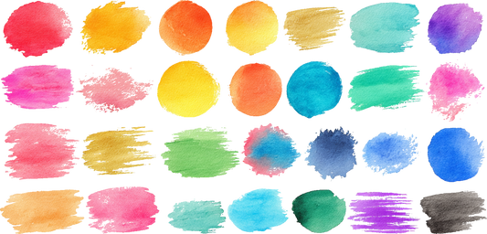 Multi-Colored Abstract Watercolor Brush Strokes and Shapes
