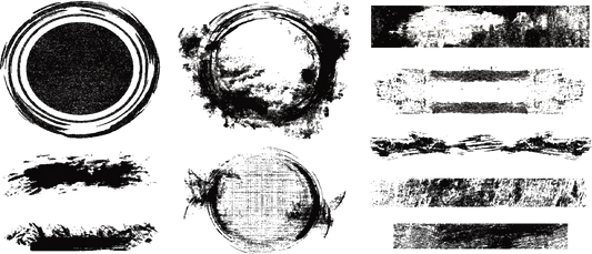 Grunge circles blobs and brush strokes crumble in dark black