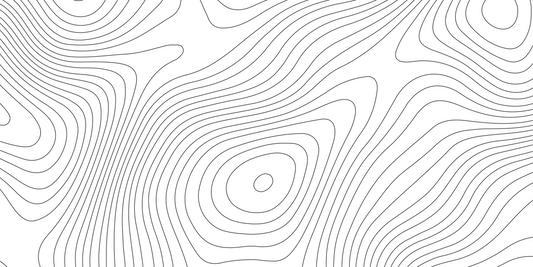 Sparse black contour lines map two peaks on white